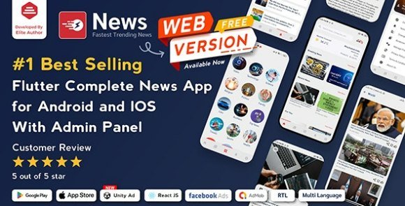 News Flutter News App for Android and iOS with Admin Panel