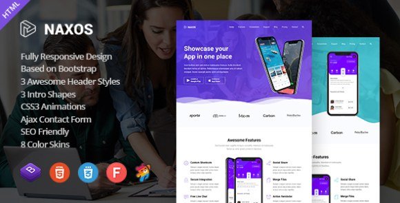 Naxos App Landing Page Template Download