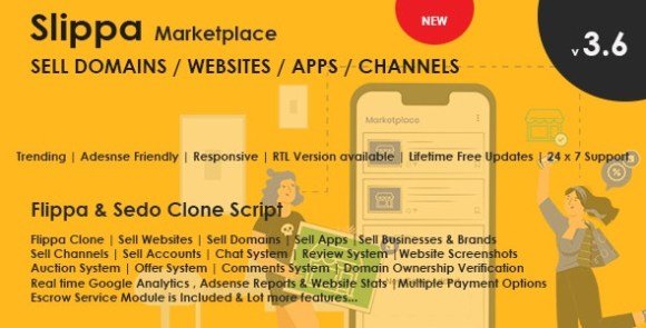 Slippa Domains Website App Social Media Marketplace Nulled Script