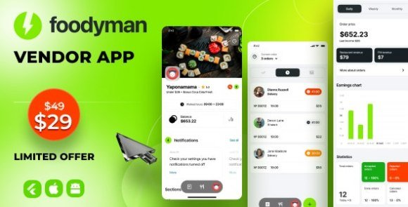 Foodyman Multi Restaurant and Grocery Vendor App Source