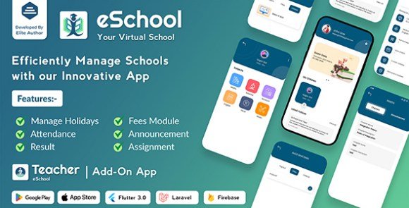 eSchool Virtual School Management Flutter App with Laravel Admin Panel