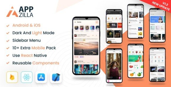 AppZilla Mobile React Native UI KIT Elements Android and iOS App Source