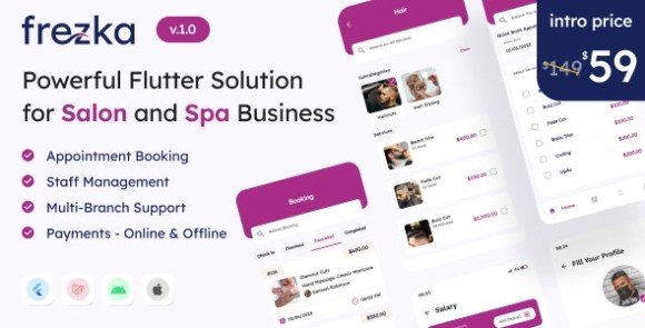 Frezka All-in-one Salon and Spa Business Solution in Flutter Laravel App