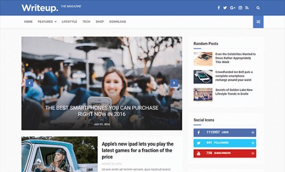 WriteUp Blog News and Magazine Blogger Template