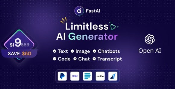 FastAi SaaS AI Content Voice Text Image Chat and Code Generator Script