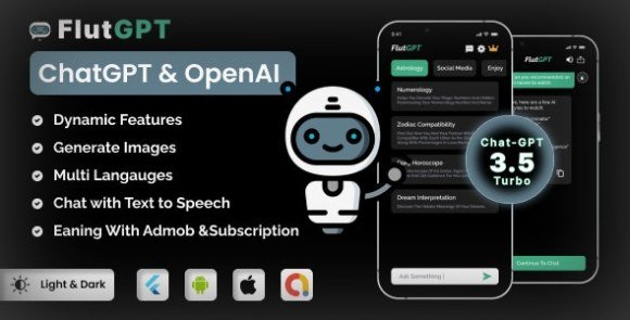 FlutGpt ChatGPT Flutter Full Application Art Generator Admob Subscription Plan