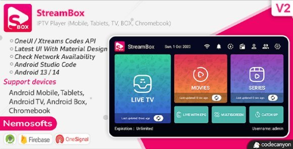 StreamBox IPTV Player Android Mobile TV BOX App Source Nulled