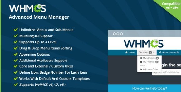 WHMCS Advanced Menu Manager Addon