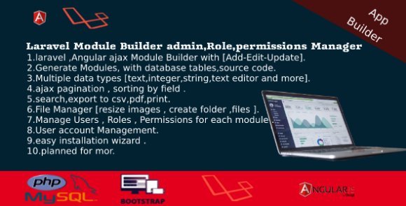 Dashboard Builder CRUD Users Roles Files Manager Invoices Script