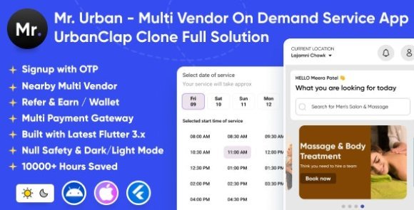 Mr Urban Multi Vendor On Demand Home Service App UrbanClap Clone Android and iOS Source