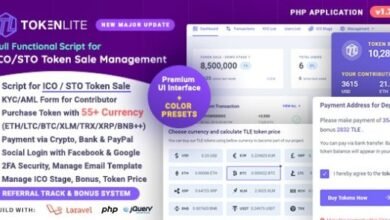 TokenLite ICO STO Token Sale Management Dashboard Admin Nulled Script
