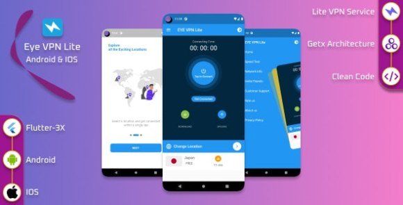 EYE VPN Lite Flutter VPN Application with Web Admin Panel