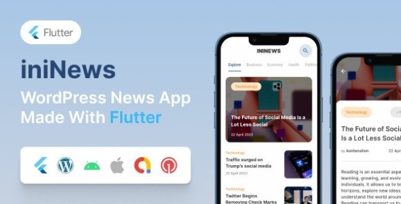 iniNews Flutter Mobile App for WordPress Source