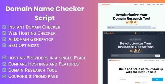 Domain Hub Domain Checker AI Name Generator Whois DNS React NextJS Tools