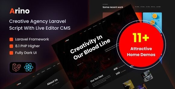 Arino Creative Agency Laravel Script with Live Editor CMS