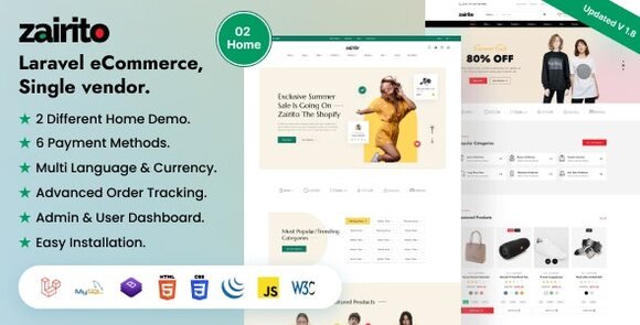 Zairito Laravel eCommerce System Single Vendor Script