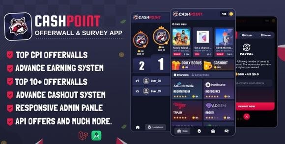 CashPoint Offers and Survey App with Admin Panel