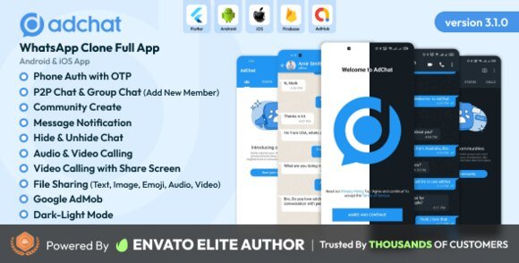 AdChat WhatsApp Clone Android and iOS App Source