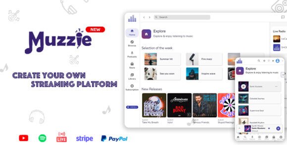 Muzzie Music Podcast and Radio Streaming Platform Script