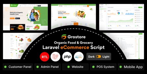 GroStore Food and Grocery Laravel eCommerce with Admin Dashboard Script
