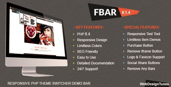 FBar Responsive PHP Theme Switcher Demo Bar Script