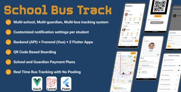 SchoolBusTrack Multi School System for School Bus Tracking-Two Flutter Apps Source