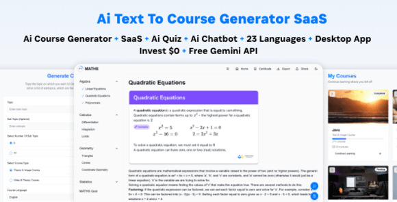 Ai Course Generator Text to Course SaaS AI Quiz Chat Translation Desktop App