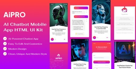 Aipro AI Chatbot Mobile App HTML Template