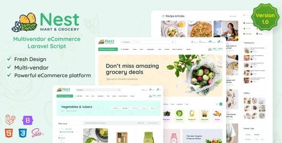 Nest Multivendor Organic and Grocery Laravel eCommerce Nulled Script
