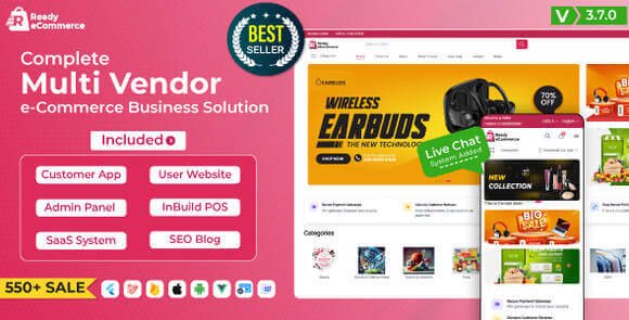 Ready eCommerce Multi Vendor eCommerce Mobile App Website with POS Source