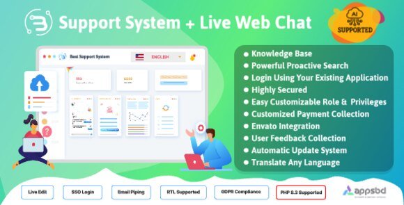 Support System Live Web Chat Client Desk and Ticket Help Desk Nulled Script