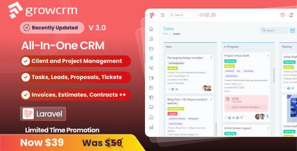 Grow CRM Laravel Project Management Nulled Script