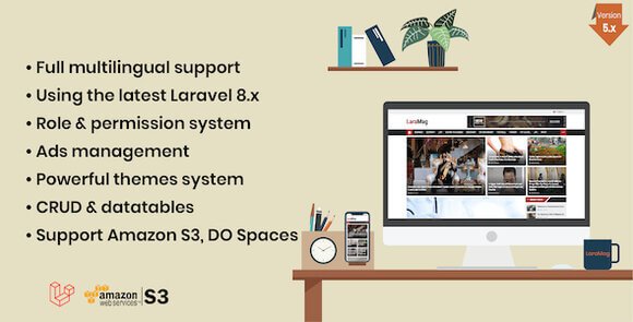 LaraMag Laravel News and Magazine Multilingual System Nulled