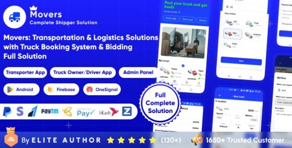 Movers Online Load Truck Booking and Lorry Bid Cargo Logistics Transport Apps