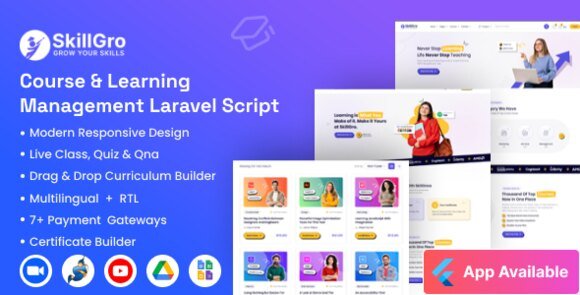 SkillGro LMS Course and Learning Management System Laravel Script Nulled