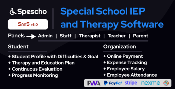 Spescho Special School IEP and Therapy Software