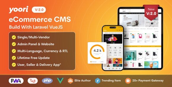 YOORI eCommerce Single and Multi-Vendor PWA Marketplace CMS Nulled Script