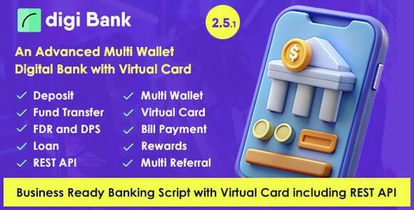 Digibank Advanced Multi Wallet Digital Banking System with Virtual Card