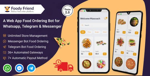 Foody Friend Restaurant Food Ordering Bot for WhatsApp Telegram Messenger SaaS