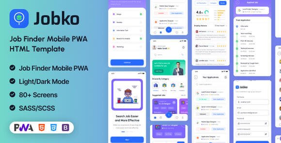 Jobko Job Finder Mobile PWA HTML Template