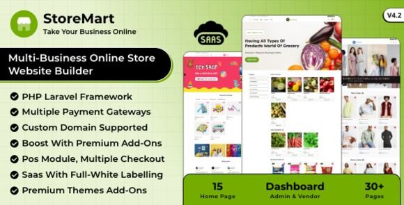 StoreMart SaaS Online Product Selling Business Website Builder Nulled
