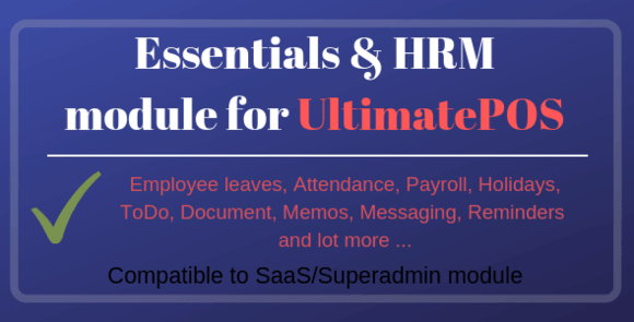 Essentials and HRM Module for UltimatePOS with SaaS Addon