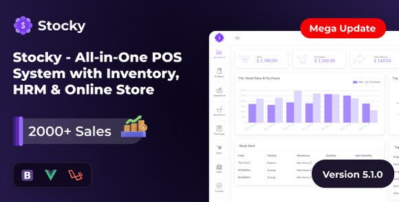 Stocky POS with Inventory Management Online Store and HRM Script