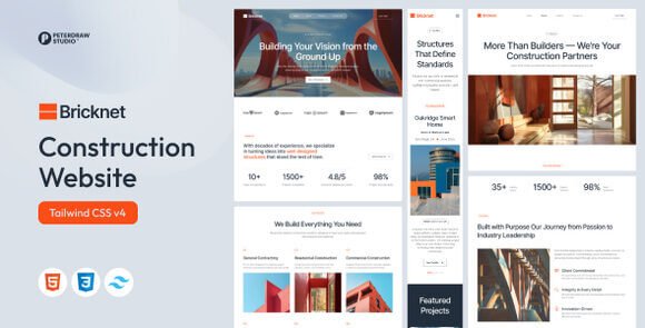 Bricknet Construction Company Website Tailwind Template