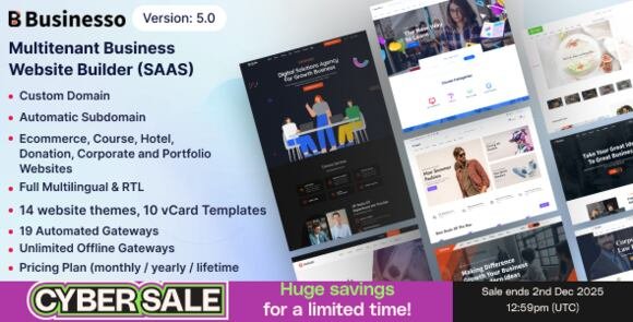 Businesso Multipurpose Website Builder SaaS Multitenancy Nulled