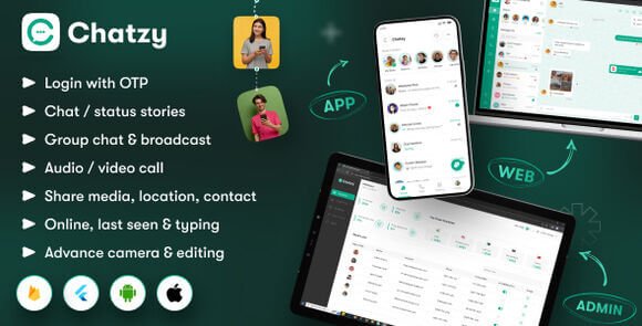 Chatzy WhatsApp Clone Chat and Call App User Web Admin Subscription