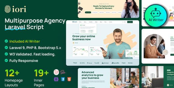 Iori Business Website for Company Agency Startup with AI Writer
