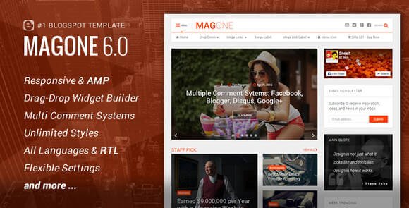 MagOne Responsive News and Magazine Blogger Template