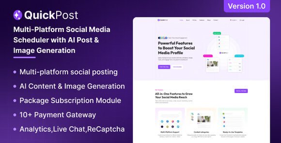 QuickPost Multi-platform Social Media Scheduler Script