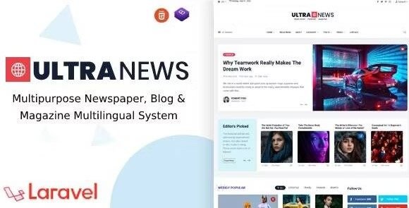 UltraNews - Laravel Newspaper, Blog Multilingual System with support AI Writer, Content Generator